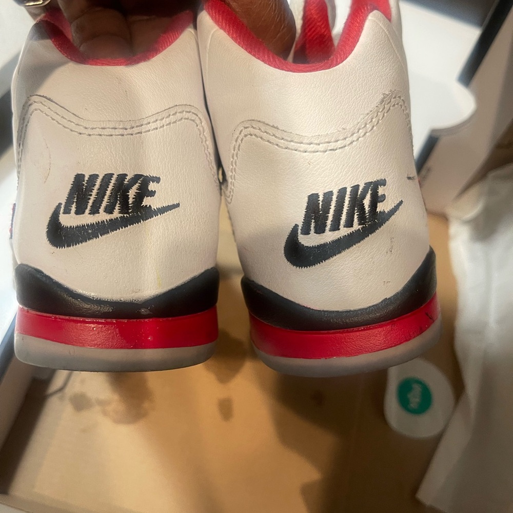 Jordan Kids White and Red High-Top Sneakers